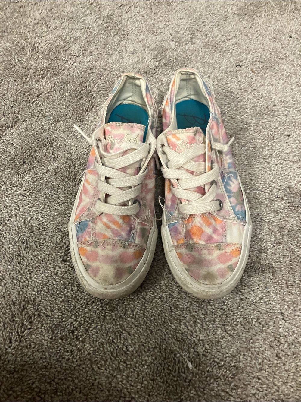 Girls' Pastel Tie-Dye Lace-Up Sneakers in Pink & Blue